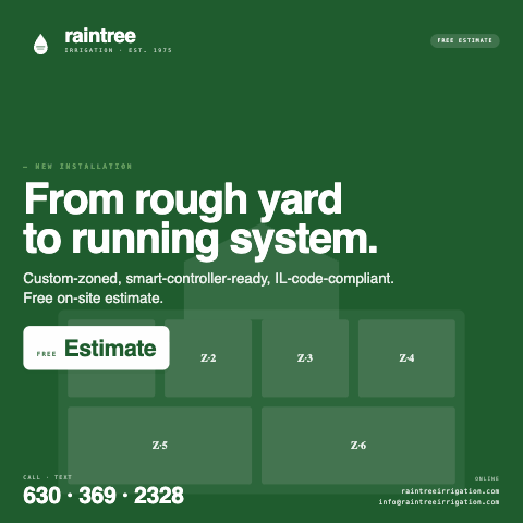 Animated illustration of new irrigation system installation